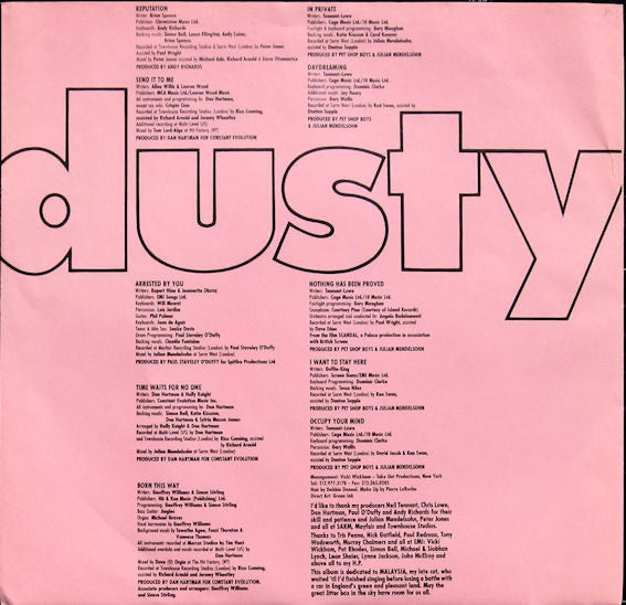 Dusty Springfield : Reputation (LP, Album)