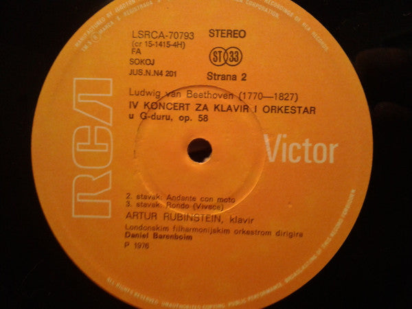 Arthur Rubinstein, Daniel Barenboim / Ludwig Van Beethoven / London Philharmonic Orchestra : IV Koncert Za Klavir I Orkestar U G-duru, Op. 58 (LP, Album)