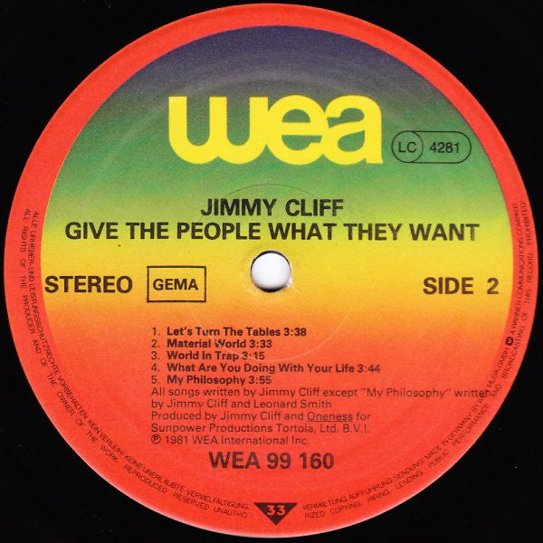 Jimmy Cliff : Give The People What They Want (LP, Album)