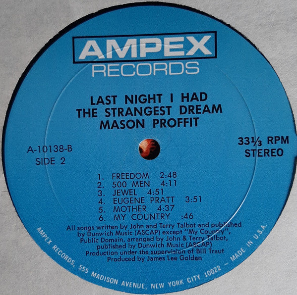 Mason Proffit : Last Night I Had The Strangest Dream (LP, Album, Mon)