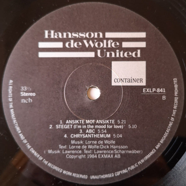 Hansson De Wolfe United : Container (LP, Album)