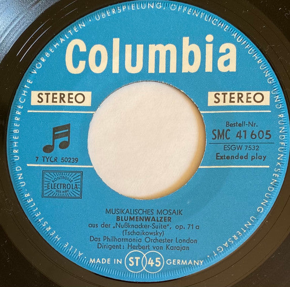 Carl Maria von Weber, Pyotr Ilyich Tchaikovsky, Herbert von Karajan, Philharmonia Orchestra : Aufforderung zum Tanz Op. 65 / Blumenwalzer (7", EP)
