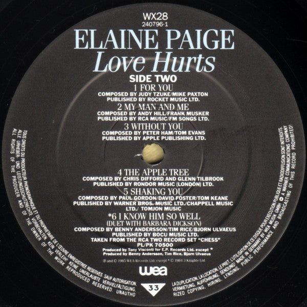 Elaine Paige : Love Hurts (LP, Album)