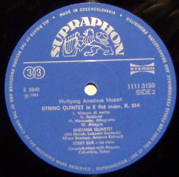 Wolfgang Amadeus Mozart, Josef Suk, Smetana Quartet : Quintets In C Minor, KV406 (516b) & In E-Flat Major, KV614 (LP, Album)