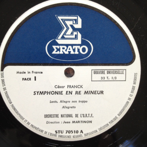 Orchestre National De L'ORTF, Jean Martinon, Philippe Entremont, César Franck : Symphonie En Ré Mineur / Variations Symphoniques (LP, Gat)