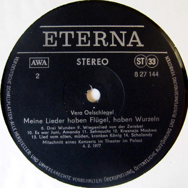 Vera Oelschlegel : Meine Lieder Haben Flügel, Haben Wurzeln (LP, Album)