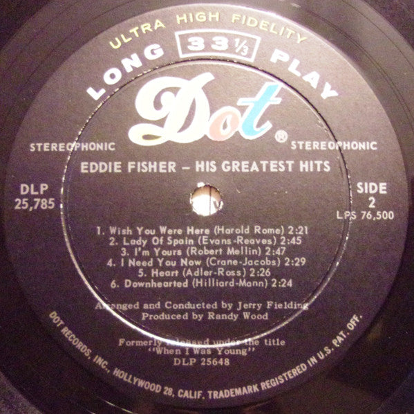 Eddie Fisher : His Greatest Hits (LP, RE)