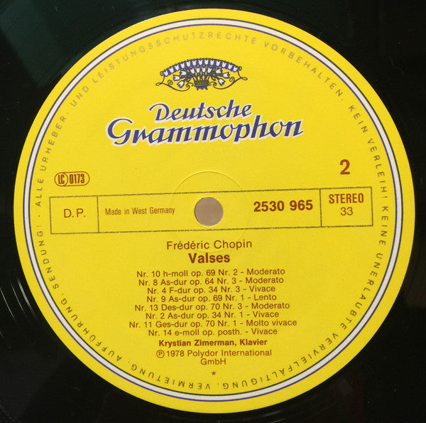 Frédéric Chopin - Krystian Zimerman : 14 Walzer · Waltzes (LP)