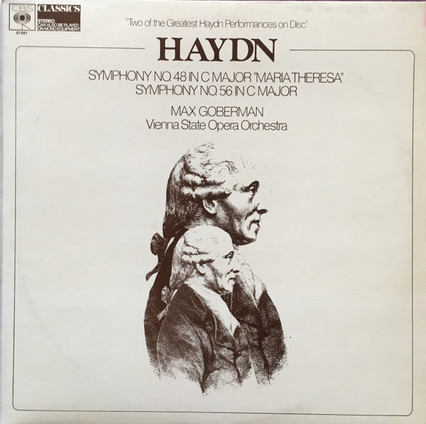 Joseph Haydn - Max Goberman, Orchester Der Wiener Staatsoper : Symphony No. 48 in C major "Maria Theresa", Symphony No. 56 in C Major (LP, RE)