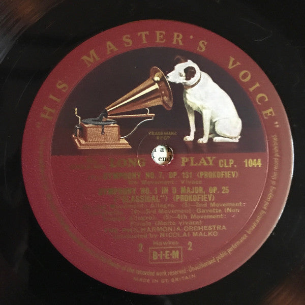 Sergei Prokofiev, Nicolai Malko, Philharmonia Orchestra : Symphony No. 7, Op. 131 / Symphony No. 1 In D Major, Op. 25 'Classical' (LP, Album, Mono, RP)