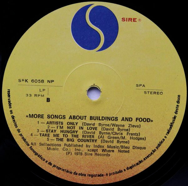 Talking Heads : More Songs About Buildings And Food (LP, Album)