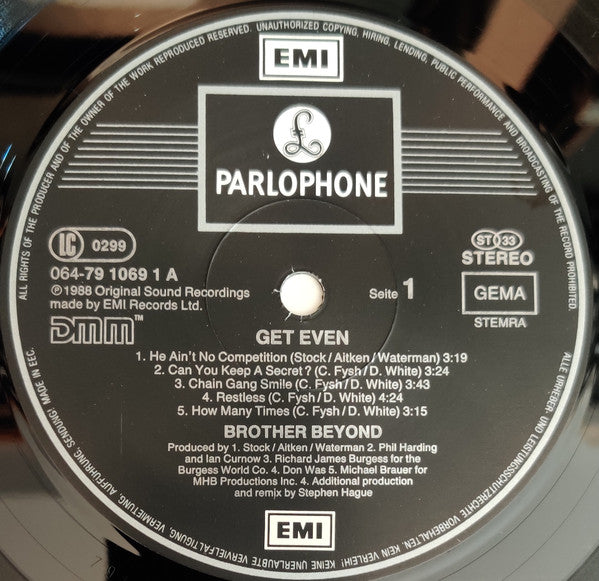Brother Beyond : Get Even (LP, Album)