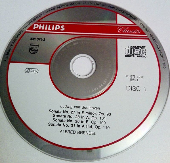 Ludwig van Beethoven / Alfred Brendel : The Late Piano Sonatas Opus 90, 101, 106, 109, 110 & 111 (2xCD, Comp, RE)