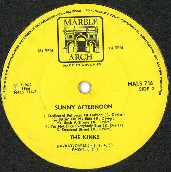 The Kinks : Sunny Afternoon (LP, Comp)