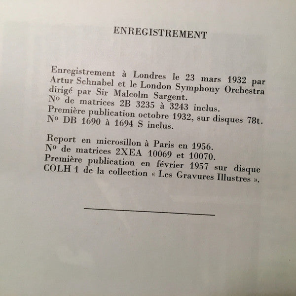 Ludwig van Beethoven, Artur Schnabel, London Symphony Orchestra, Sir Malcolm Sargent : Concerto No 1 Pour Piano Et Orchestre (LP, Mono, ED )