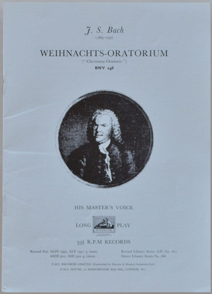 Johann Sebastian Bach - Agnes Giebel, Marga Höffgen, Josef Traxel, Dietrich Fischer-Dieskau, Thomanerchor, Gewandhausorchester Leipzig, Kurt Thomas : Christmas Oratorio (LP, S/Sided, Etch + 3xLP + Box)