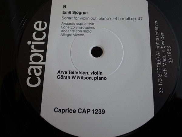 Emil Sjögren : Sonat För Piano Nr 2 A-Dur Op. 44 / Sonat För Violin Och Piano Nr 4 H-Moll Op. 47 (LP, Album)