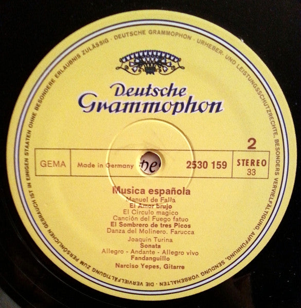 Isaac Albéniz • Enrique Granados • Manuel De Falla • Joaquín Turina - Narciso Yepes : Música Española (LP)