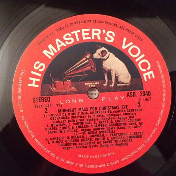 Marc Antoine Charpentier, Henry Purcell, The King's College Choir Of Cambridge • David Willcocks : Midnight Mass For Christmas Eve (LP)