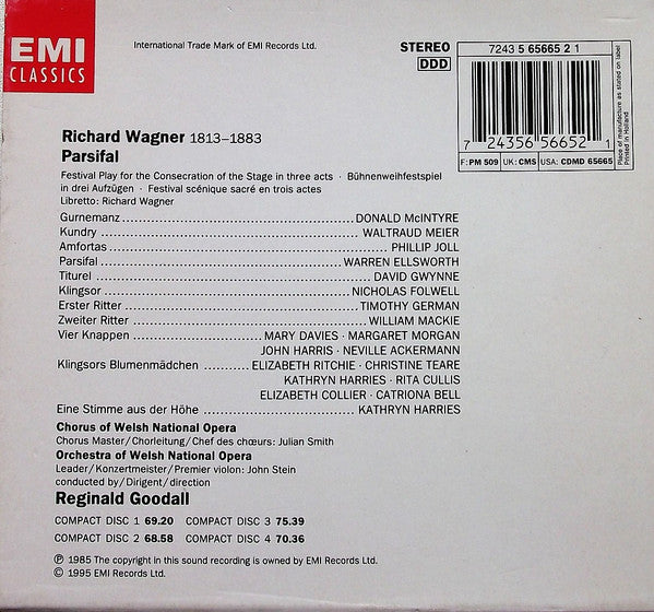 Richard Wagner, Reginald Goodall, Donald McIntyre, Waltraud Meier, Phillip Joll, Warren Elsworth, The Welsh National Opera Orchestra, Welsh National Opera Chorus : Parsifal (4xCD)