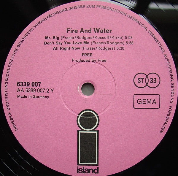 Free : Fire And Water (LP, Album)