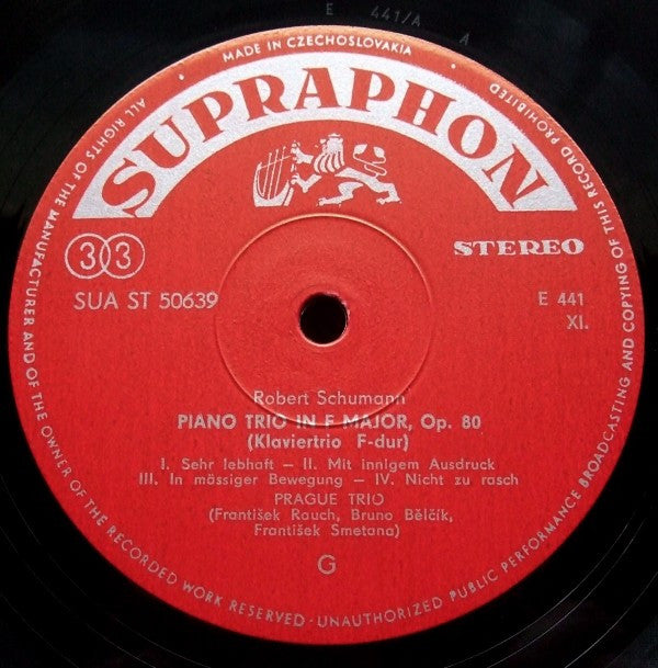 Ludwig van Beethoven / Robert Schumann, Prague Trio : Piano Trio In E Flat Major, Op. 1 / Piano Trio In F Major, Op. 80 (LP)
