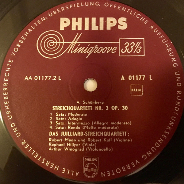Arnold Schoenberg, Juilliard String Quartet Mit Uta Graf : Streichquartett Nr. 2 Fis-Moll Op 10 Mit Sopran-Solo/Streichquartett Nr 3 Op. 30 (LP, Mono)