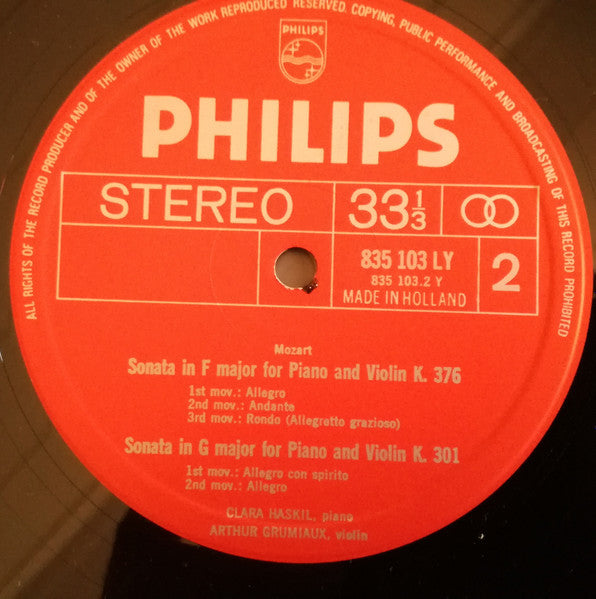 Clara Haskil, Arthur Grumiaux, Wolfgang Amadeus Mozart : Sonaten Für Klavier Und Violine (LP, RE)