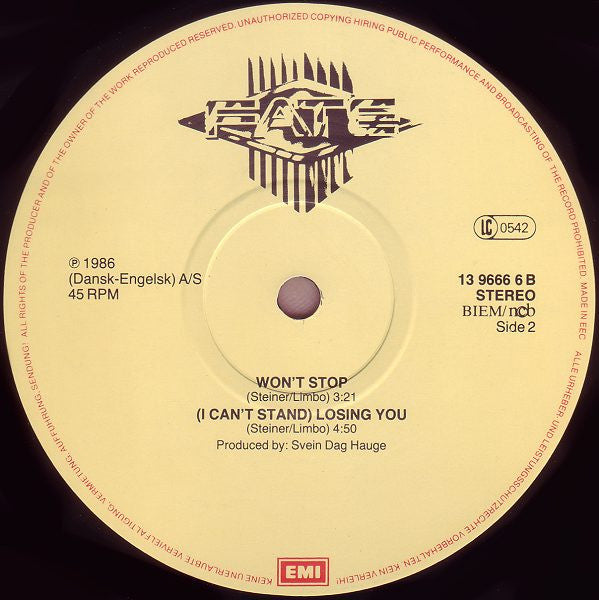 Fate (5) : Won't Stop (12", Maxi)