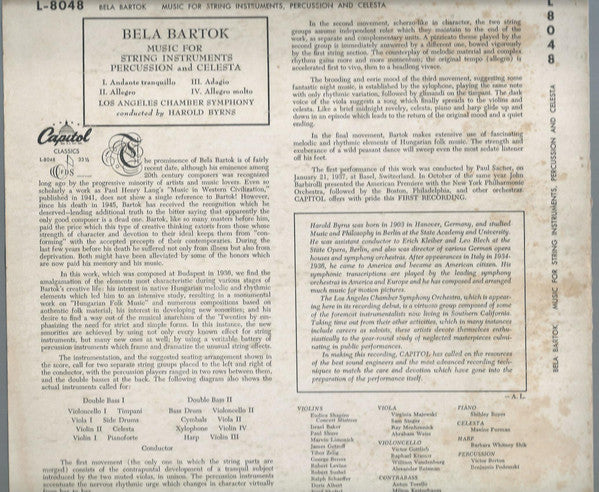 Béla Bartók : Music For String Instruments, Percussion, And Celesta (10", FDS)