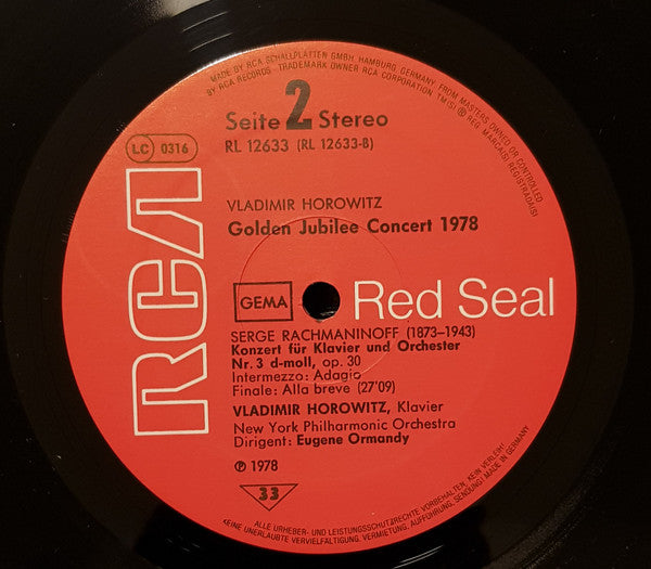 Sergei Vasilyevich Rachmaninoff, Vladimir Horowitz, New York Philharmonic, Eugene Ormandy : Golden Jubilee Concert 1978 - Rachmaninoff Concerto No. 3 (LP)