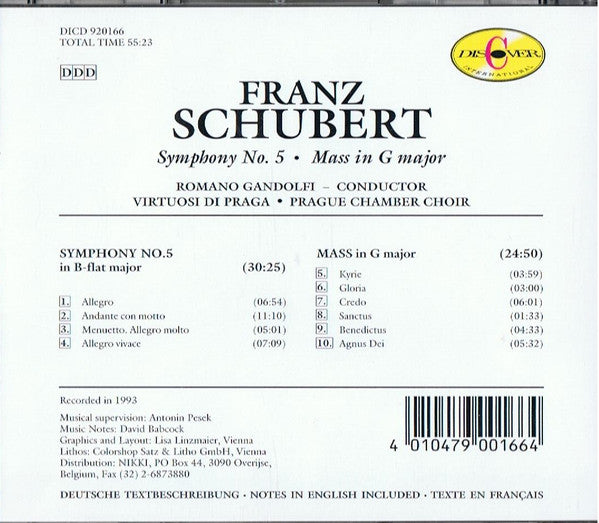 Franz Schubert - Virtuosi Di Praga, Prague Chamber Choir, Romano Gandolfi : Symphony No.5 / Mass In G Major (CD)