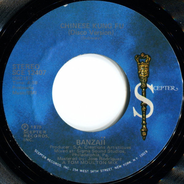 Banzaii : Chinese Kung Fu (7", Single, Styrene)
