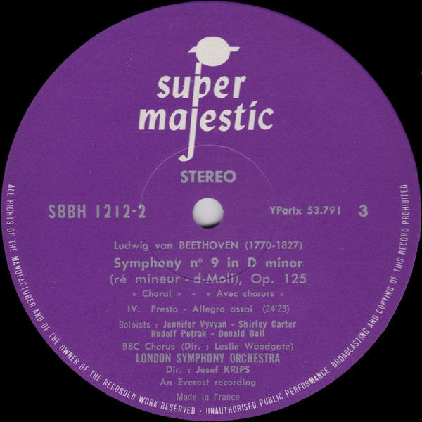 Ludwig van Beethoven, Josef Krips, London Symphony Orchestra : Symphony No 9 "Choral" - Symphony No 8 (2xLP, Album)