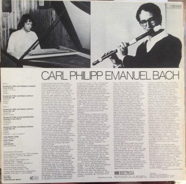 Carl Philipp Emanuel Bach, Hans-Martin Linde, Colin Tilney, Jordi Savall : Flöten-Sonaten (LP, Album)