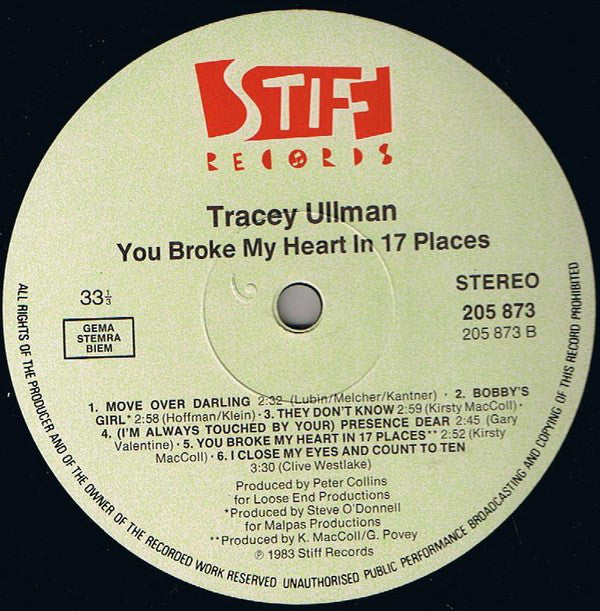 Tracey Ullman : You Broke My Heart In 17 Places (LP, Album)
