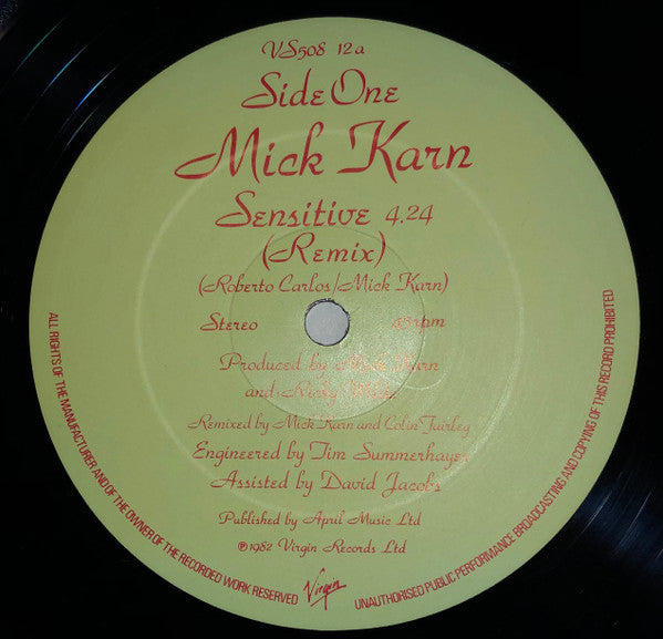 Mick Karn : Sensitive (12", Single)