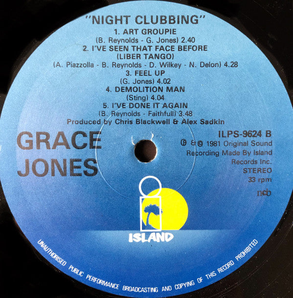 Grace Jones : Nightclubbing (LP, Album, Blu)