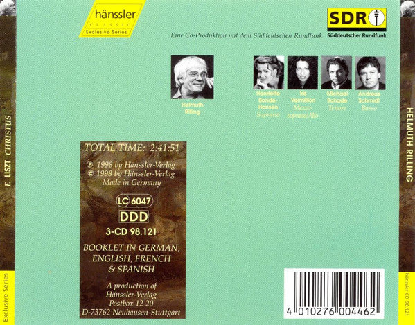 Franz Liszt / Gächinger Kantorei Stuttgart, Krakauer Kammerchor, Radio-Sinfonieorchester Stuttgart, Helmuth Rilling : Christus (3xCD, Album)