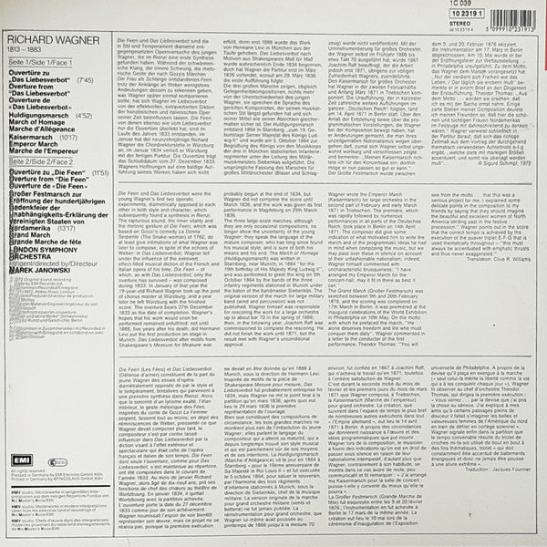 Richard Wagner : Overturen zu Das Liebesverbot • Die Feen • Huldigungsmarsch • Kaisermarsch • Großer Festmarsch (LP, RP)