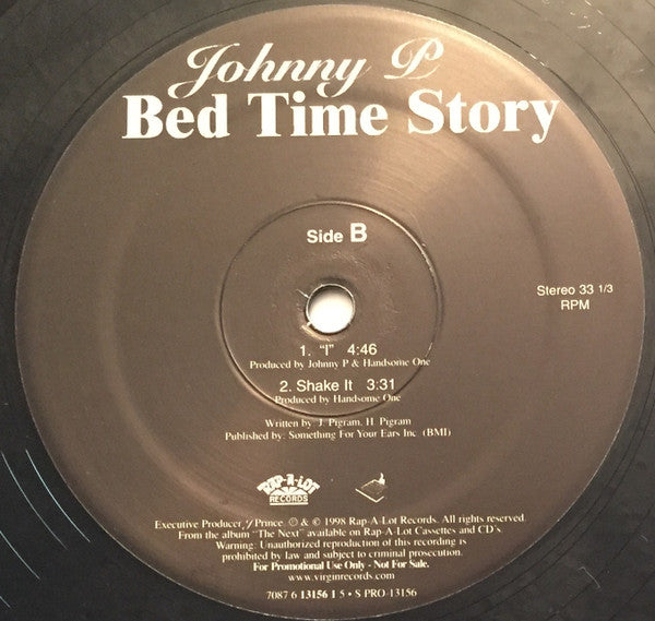 Johnny P. : Bed Time Story (12", Single, Promo)