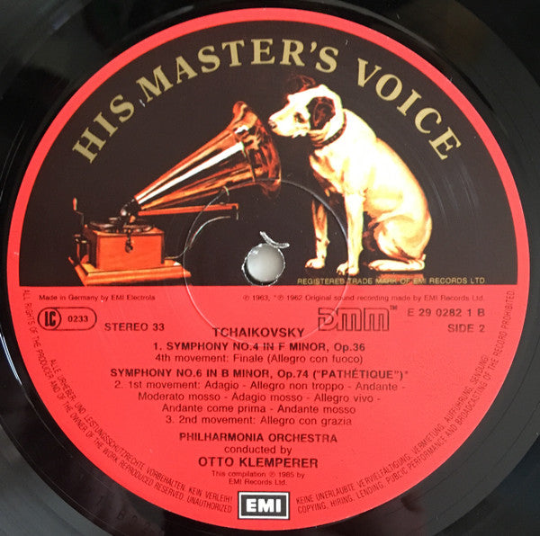 Otto Klemperer, Pyotr Ilyich Tchaikovsky - Philharmonia Orchestra : Symphonies Nos. 4, 5 & 6 "Pathetique" (2xLP, Comp)