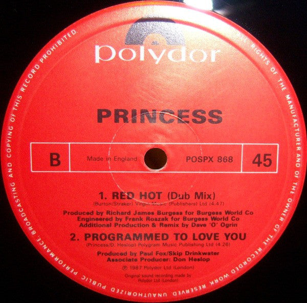 Princess : Red Hot (12", Single)