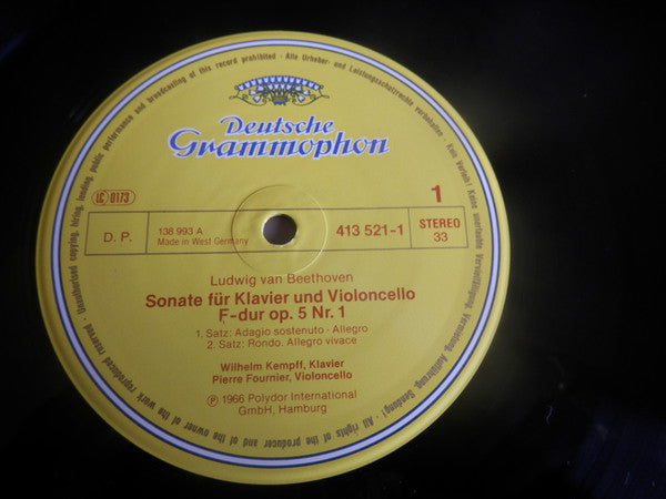Ludwig Van Beethoven / Pierre Fournier, Wilhelm Kempff : Die Cellosonaten = The Cello Sonatas (2xLP, RE)