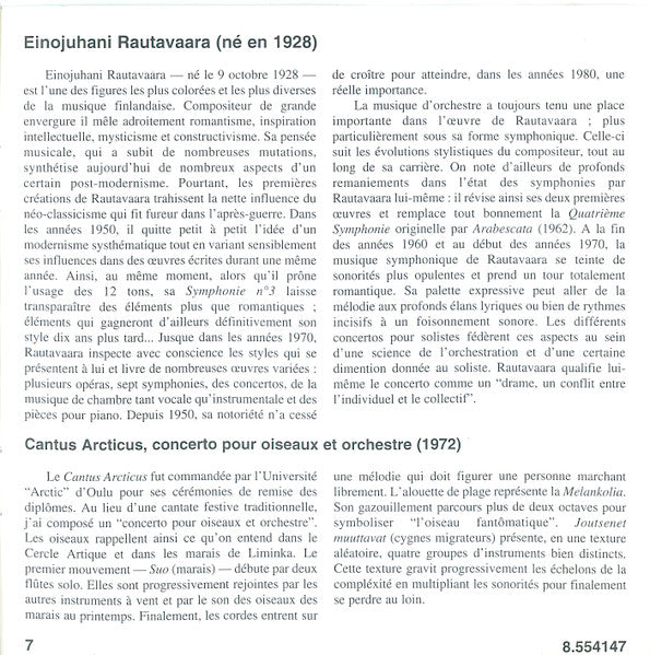 Einojuhani Rautavaara - Laura Mikkola, Royal Scottish National Orchestra, Hannu Lintu : Cantus Arcticus / Piano Concerto No. 1 / Symphony No. 3 (CD, Album)