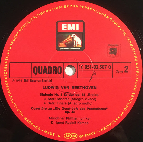 Ludwig van Beethoven - Münchner Philharmoniker, Rudolf Kempe : Sinfonie Nr. 3 Eroica / Die Geschöpfe Des Prometheus (LP, Album, Quad)
