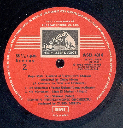 Ravi Shankar And Zubin Mehta And London Philharmonic Orchestra : Raga Mala (Garland Of Ragas) (LP)