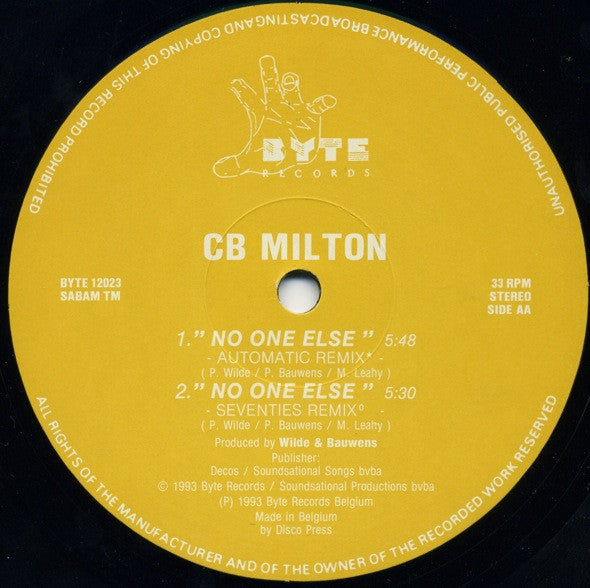 CB Milton : No One Else (12", Maxi)