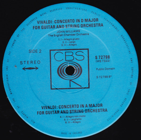 Antonio Vivaldi, Mauro Giuliani (2), John Williams (7) / English Chamber Orchestra : Guitar Concertos In D Major And A Major - Guitar Concerto In A Major (LP)