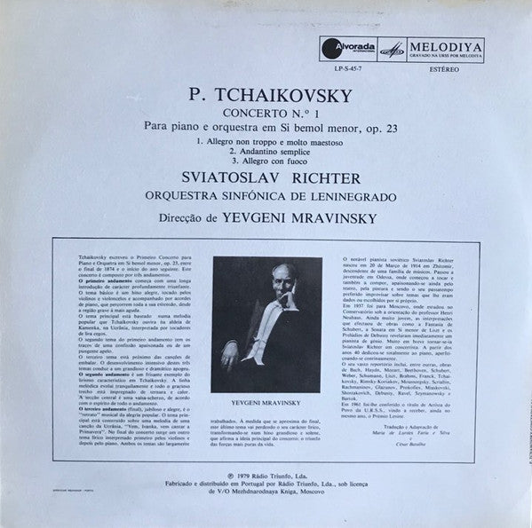 Pyotr Ilyich Tchaikovsky / Sviatoslav Richter, Leningrad Philharmonic Orchestra : Concerto No. 1 For Piano And Orchestra In B Flat Minor Op. 23 (LP)